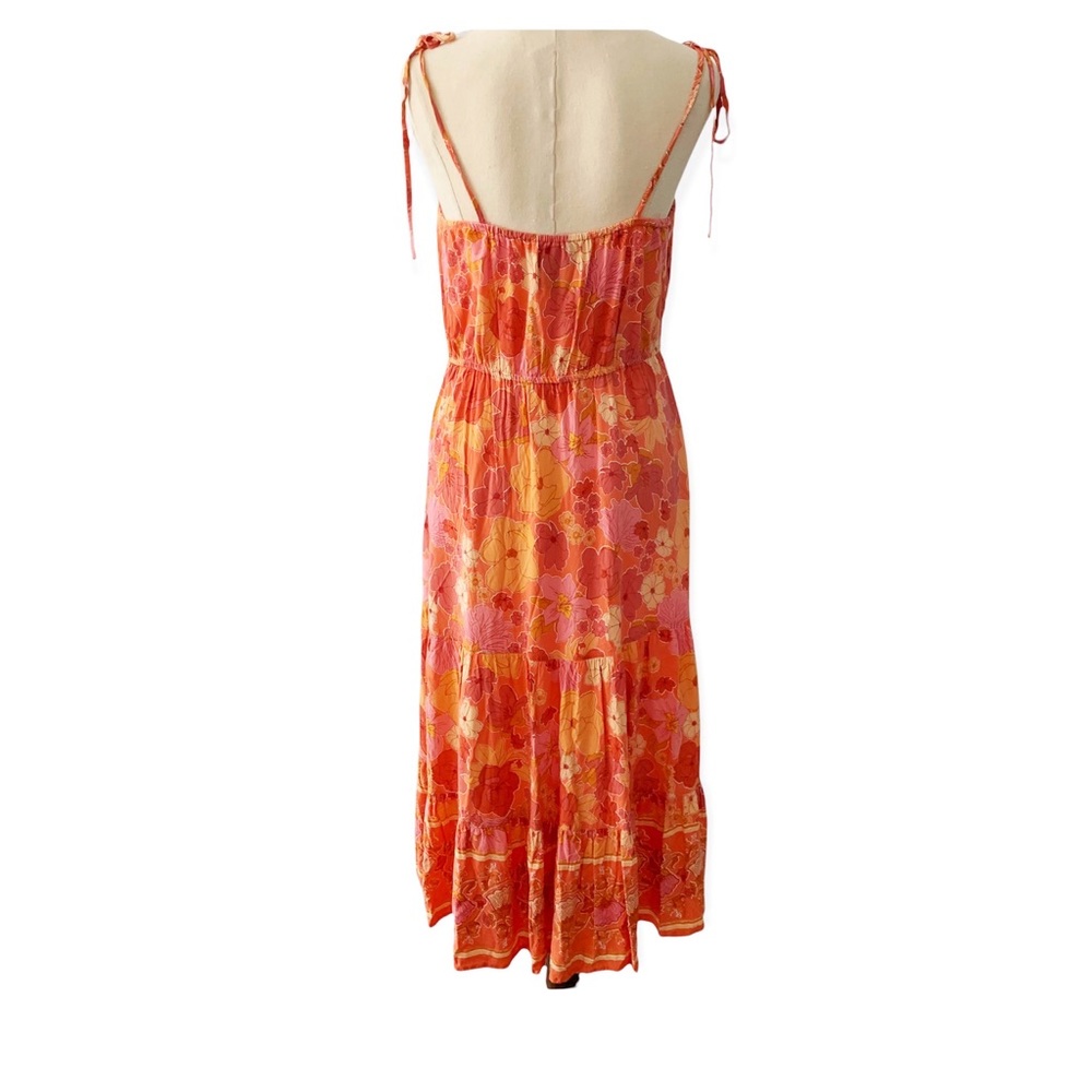 Paper Heart Floral Boho Midi Sleeveless Dress Size 12 Orange Peach - Picture 3 of 6